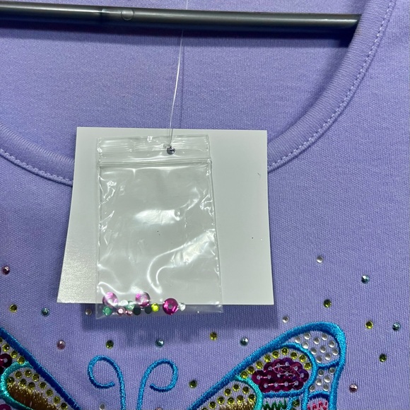 Quackery Factory M Rhinestoned & Embroidered Butterfly Tee - Picture 3 of 3